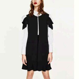 ZARA Tailored Sleeveless Open Front Waistcoat Vest Black Size XS